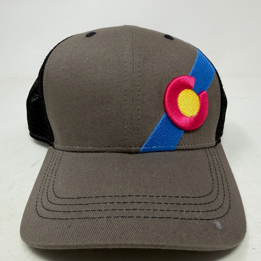 Colorado Local Hat Mens OS Grey Trucker Mesh Snapback State Flag EUC